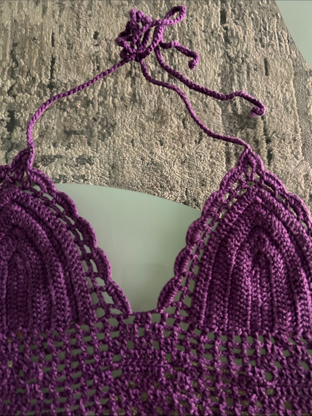 Handcrafted Purple Crochet Halter Bralette Top - Women Tops - Picture 3 of 9